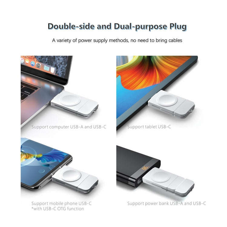 U8 USB / Type-C Magnetic Wireless Charger Fast Charger for Apple Watch Series (White)