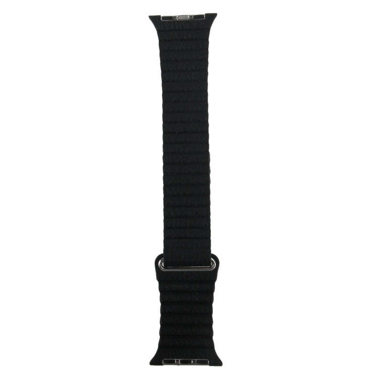 For Apple Watch 38mm Loop Magnetic Closure Clasp PU Leather Watch Band(Black)