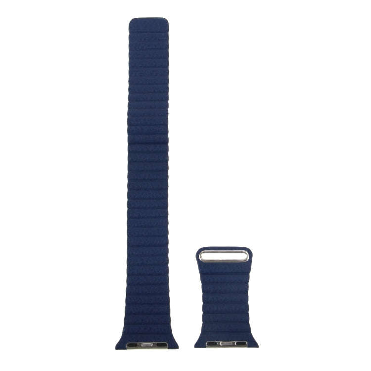 For Apple Watch 38mm Loop Magnetic Closure Clasp PU Leather Watch Band(Dark Blue)