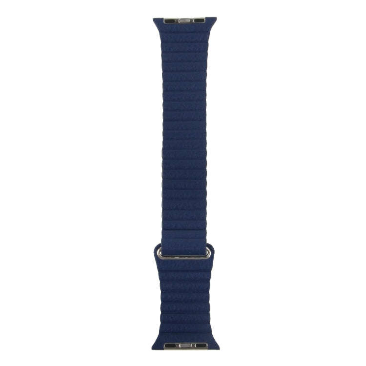 For Apple Watch 38mm Loop Magnetic Closure Clasp PU Leather Watch Band(Dark Blue)