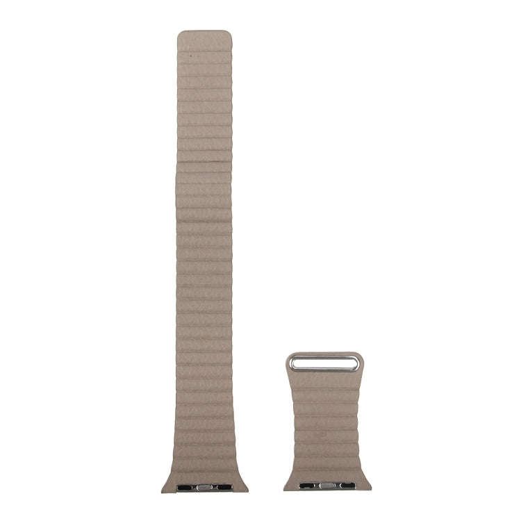 For Apple Watch 38mm Loop Magnetic Closure Clasp PU Leather Watch Band(Khaki)