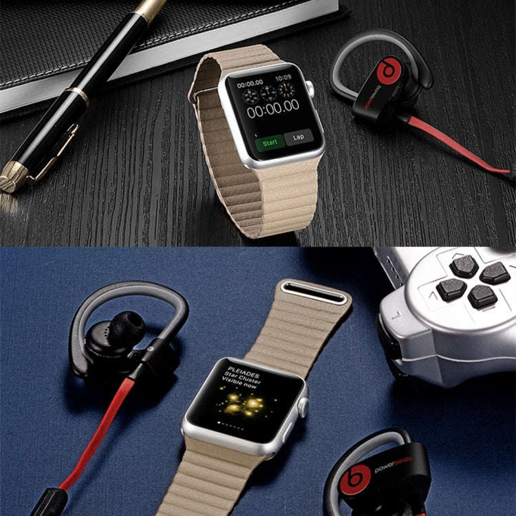 For Apple Watch 38mm Loop Magnetic Closure Clasp PU Leather Watch Band(Khaki)