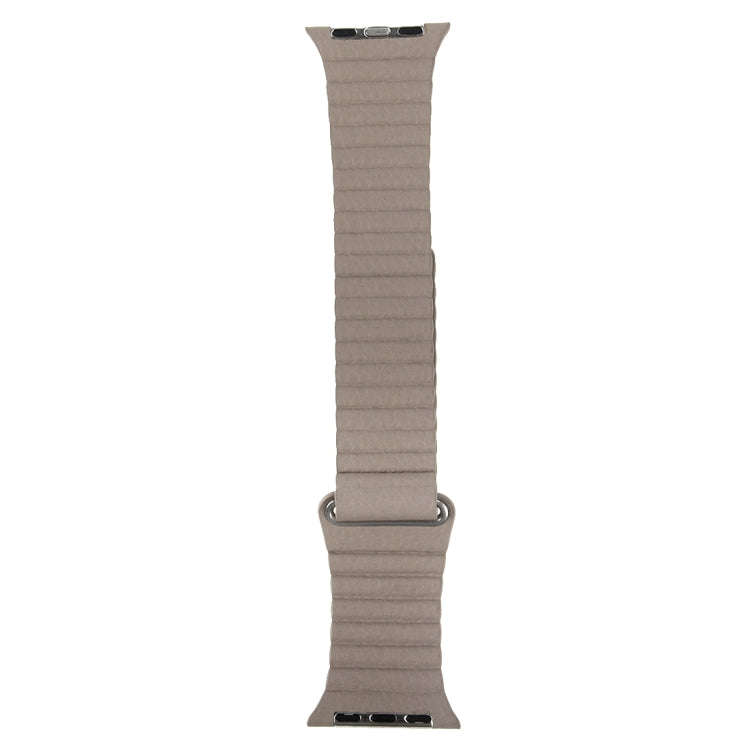 For Apple Watch 38mm Loop Magnetic Closure Clasp PU Leather Watch Band(Khaki)
