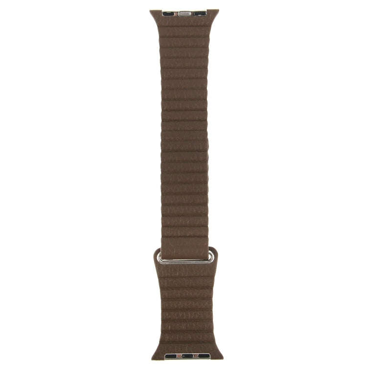 For Apple Watch 38mm Loop Magnetic Closure Clasp PU Leather Watch Band(Brown)