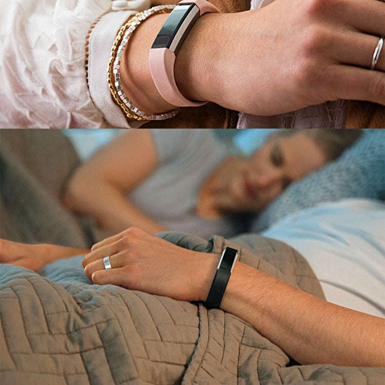 For Fitbit Alta Watch Oblique Texture Silicone Watchband, Large Size, Length: about 22cm(Dark Blue)