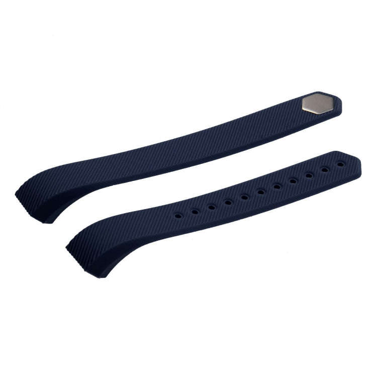 For Fitbit Alta Watch Oblique Texture Silicone Watchband, Large Size, Length: about 22cm(Dark Blue)