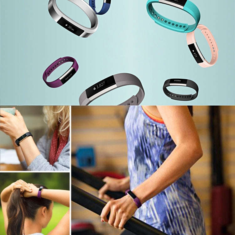 For Fitbit Alta Watch Oblique Texture Silicone Watchband, Large Size, Length: about 22cm(Dark Blue)