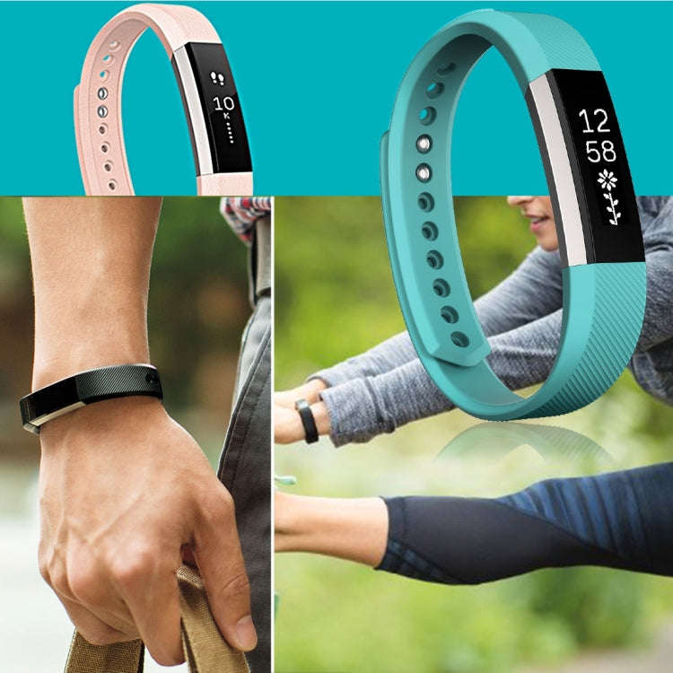 For Fitbit Alta Watch Oblique Texture Silicone Watchband, Large Size, Length: about 22cm(Dark Blue)
