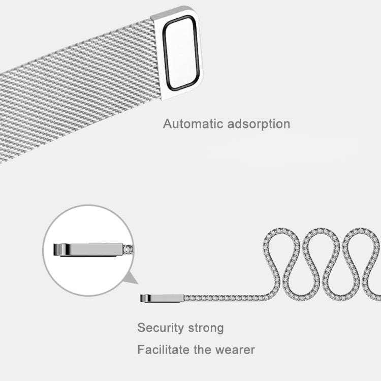 For Fitbit Blaze Watch Loop Magnetic Closure Clasp Stainless Steel Watchband(Silver)