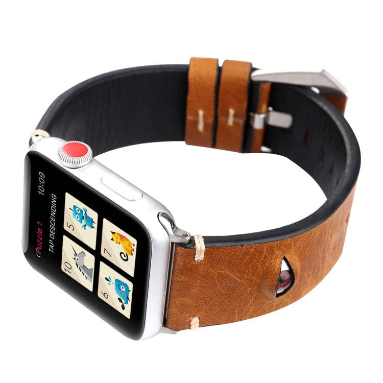 For Apple Watch Series 3 & 2 & 1 42mm Simple Fashion Cowhide Big Eyes Pattern Watch Band