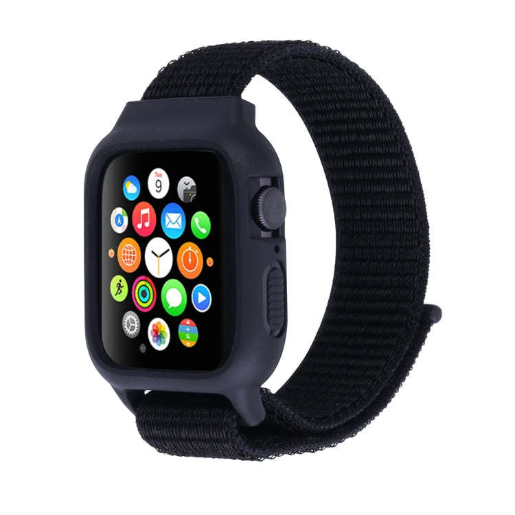 For Apple Watch Series 7 45mm / 6 & SE & 5 & 4 44mm / 3 & 2 & 1 42mm Nylon Watch Band with Hook a...