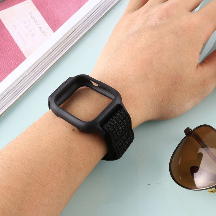 For Apple Watch Series 7 45mm / 6 & SE & 5 & 4 44mm / 3 & 2 & 1 42mm Nylon Watch Band with Hook a...