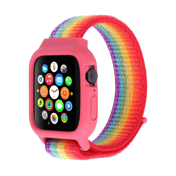 For Apple Watch Series 7 45mm / 6 & SE & 5 & 4 44mm / 3 & 2 & 1 42mm Nylon Watch Band with Hook a...