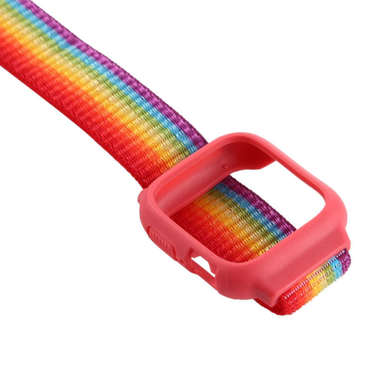 For Apple Watch Series 7 45mm / 6 & SE & 5 & 4 44mm / 3 & 2 & 1 42mm Nylon Watch Band with Hook a...