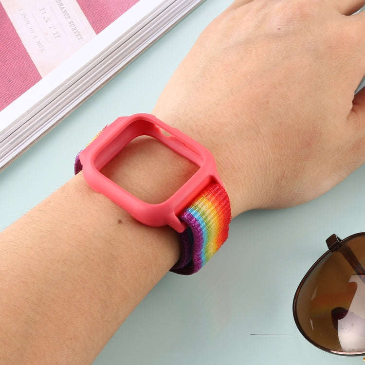 For Apple Watch Series 7 45mm / 6 & SE & 5 & 4 44mm / 3 & 2 & 1 42mm Nylon Watch Band with Hook a...
