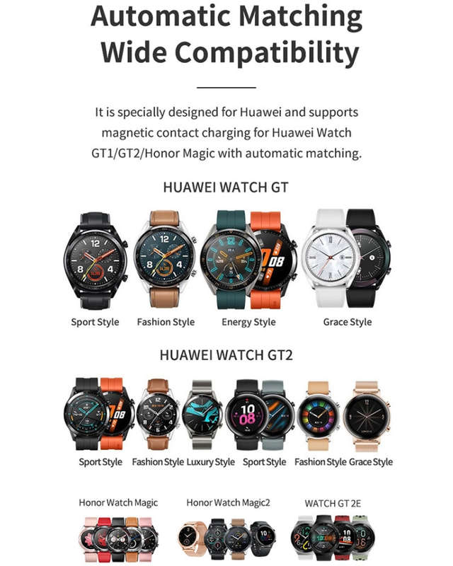 ROCK W26 Portable Magnetic Wireless Charger for Huawei Watch GT / GT2 / Honor Magic Type-C Interf...