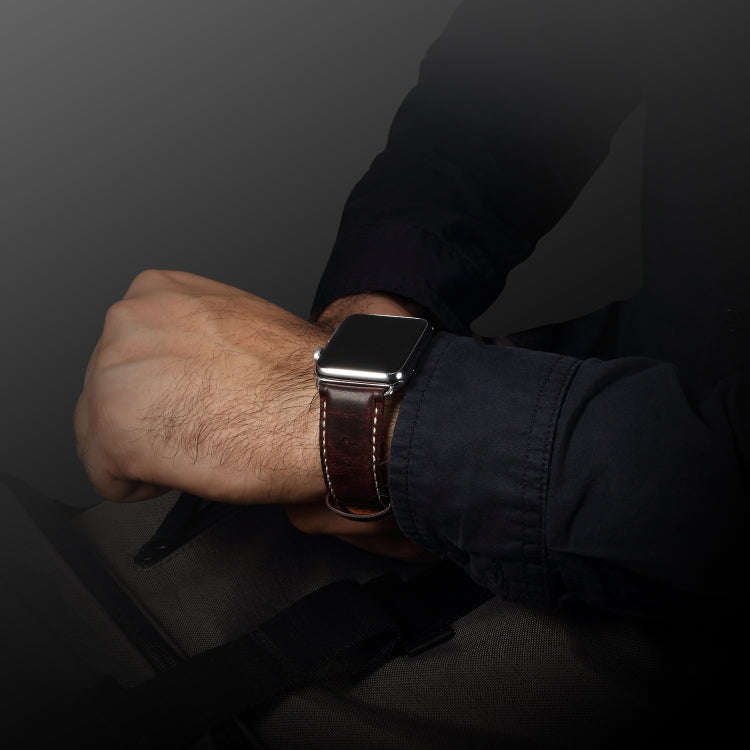 Denior Oil Wax Retro Watch Leather Watch Band for Apple Watch Series 7 45mm / 6 & SE & 5 & 4 44mm...