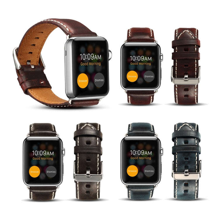 Denior Oil Wax Retro Watch Leather Watch Band for Apple Watch Series 7 45mm / 6 & SE & 5 & 4 44mm...