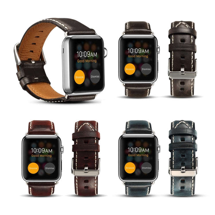Denior Oil Wax Retro Watch Leather Watch Band for Apple Watch Series 10 42mm / 9&8&7 41mm / SE 3&...