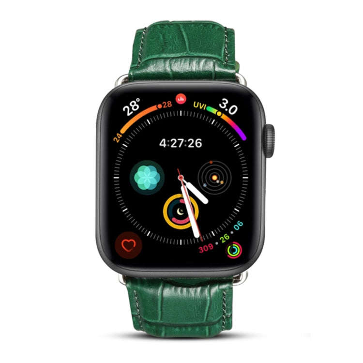 Denior Crocodile Grain Watch Cowhide Leather Watch Band for Apple Watch Series 7 45mm / 6 & SE & ...