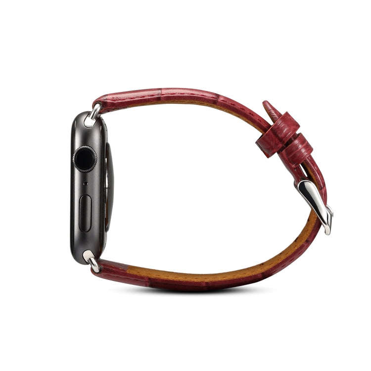 Denior Crocodile Grain Watch Cowhide Leather Watch Band for Apple Watch Series 10 42mm / 9&8&7 41...