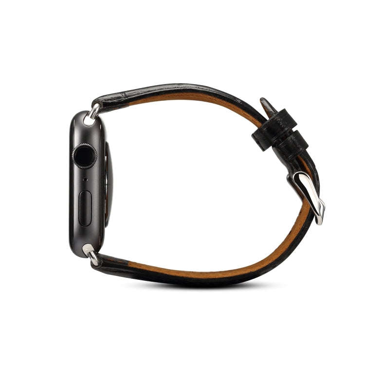 Denior Crocodile Grain Watch Cowhide Leather Watch Band for Apple Watch Series 7 41mm / 6 & SE & ...