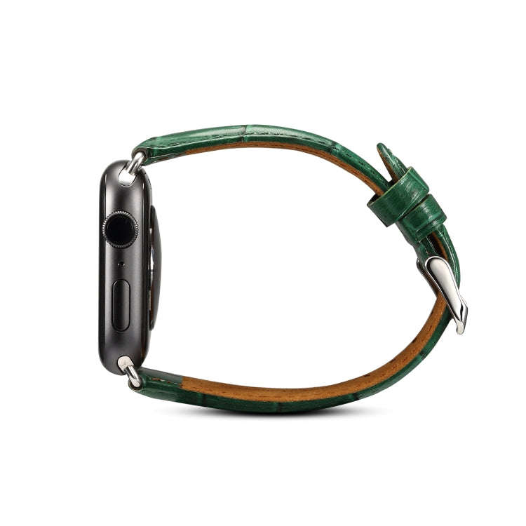 Denior Crocodile Grain Watch Cowhide Leather Watch Band for Apple Watch Series 7 41mm / 6 & SE & ...