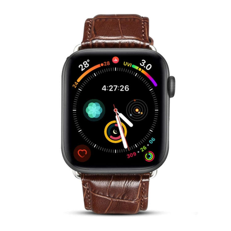 Denior Crocodile Grain Watch Cowhide Leather Watch Band for Apple Watch Series 7 41mm / 6 & SE & ...