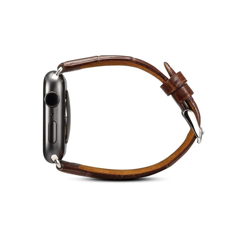 Denior Crocodile Grain Watch Cowhide Leather Watch Band for Apple Watch Series 7 41mm / 6 & SE & ...