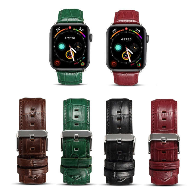 Denior Crocodile Grain Watch Cowhide Leather Watch Band for Apple Watch Series 10 42mm / 9&8&7 41...