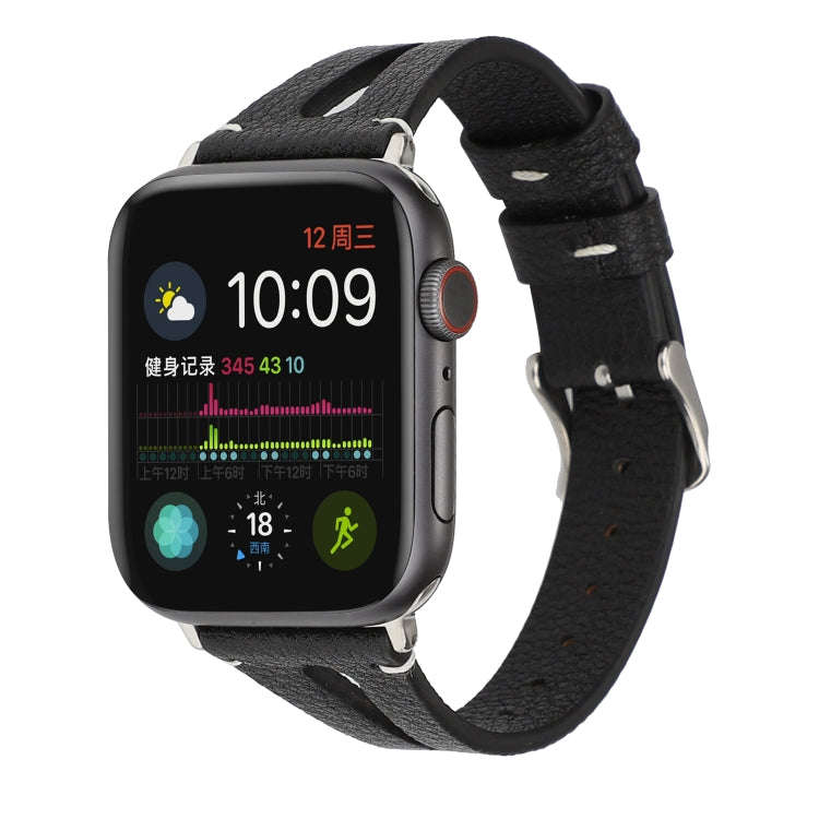 Simple V-shaped Leather Watch Band for Apple Watch Series 7 45mm / 6 & SE & 5 & 4 44mm / 3 & 2 & ...