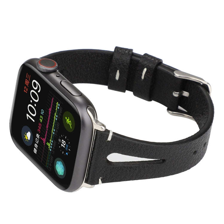 Simple V-shaped Leather Watch Band for Apple Watch Series 7 45mm / 6 & SE & 5 & 4 44mm / 3 & 2 & ...