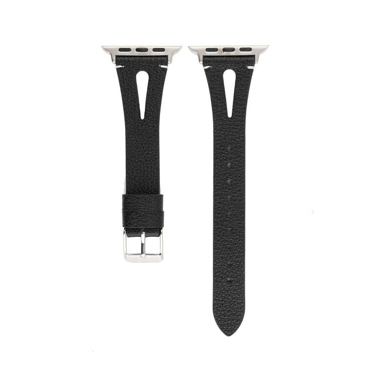 Simple V-shaped Leather Watch Band for Apple Watch Series 7 45mm / 6 & SE & 5 & 4 44mm / 3 & 2 & ...