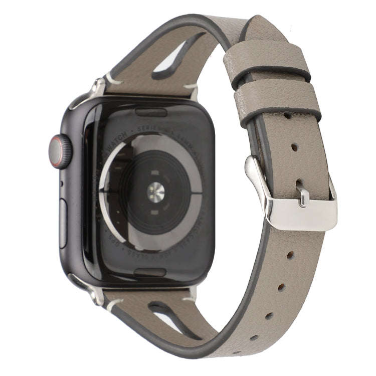 Simple V-shaped Leather Watch Band for Apple Watch Series 7 45mm / 6 & SE & 5 & 4 44mm / 3 & 2 & ...