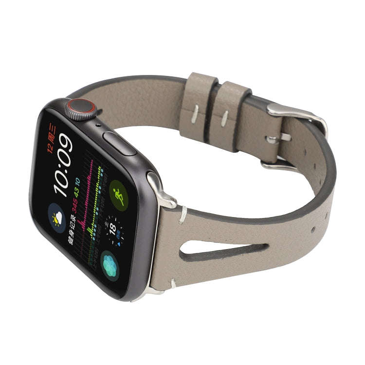 Simple V-shaped Leather Watch Band for Apple Watch Series 7 45mm / 6 & SE & 5 & 4 44mm / 3 & 2 & ...
