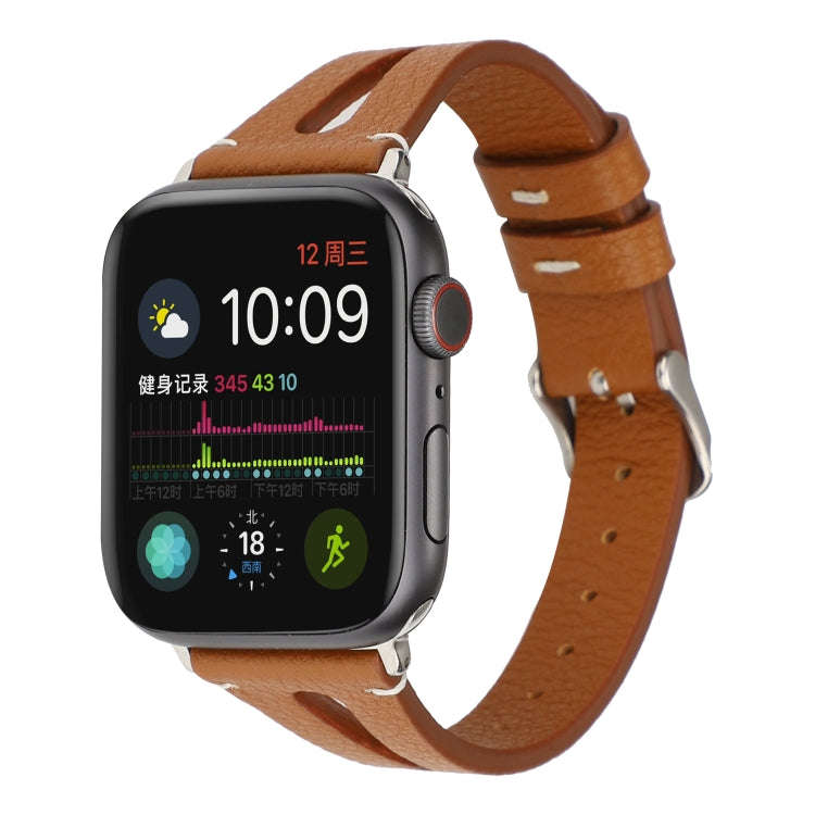 Simple V-shaped Leather Watch Band for Apple Watch Series 7 45mm / 6 & SE & 5 & 4 44mm / 3 & 2 & ...