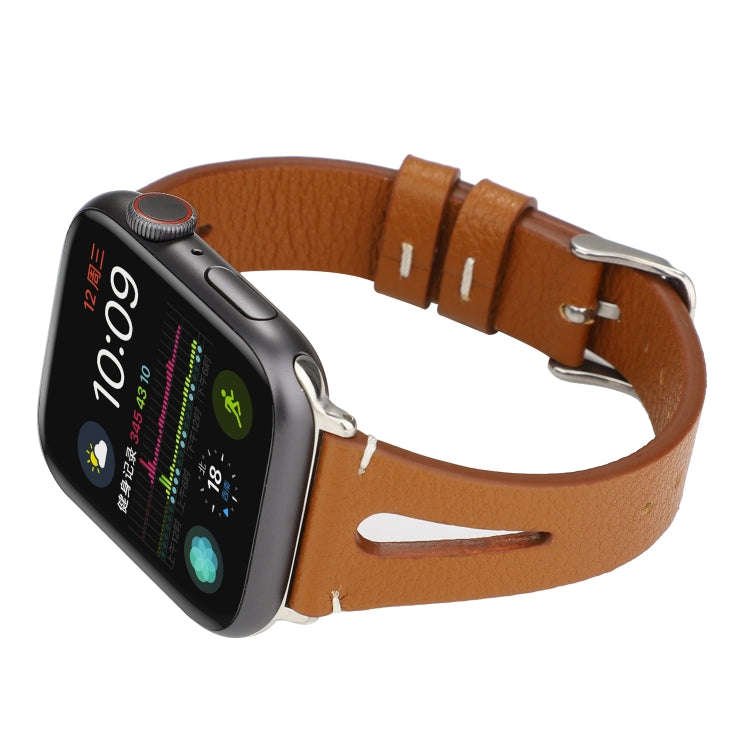 Simple V-shaped Leather Watch Band for Apple Watch Series 7 45mm / 6 & SE & 5 & 4 44mm / 3 & 2 & ...