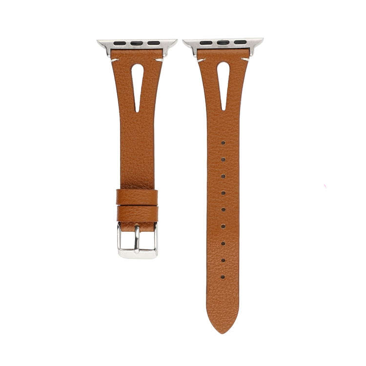 Simple V-shaped Leather Watch Band for Apple Watch Series 7 45mm / 6 & SE & 5 & 4 44mm / 3 & 2 & ...