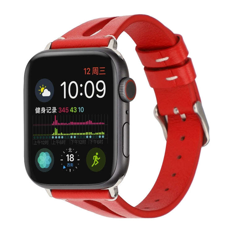 Simple V-shaped Leather Watch Band for Apple Watch Series 7 41mm / 6 & SE & 5 & 4 40mm / 3 & 2 & ...