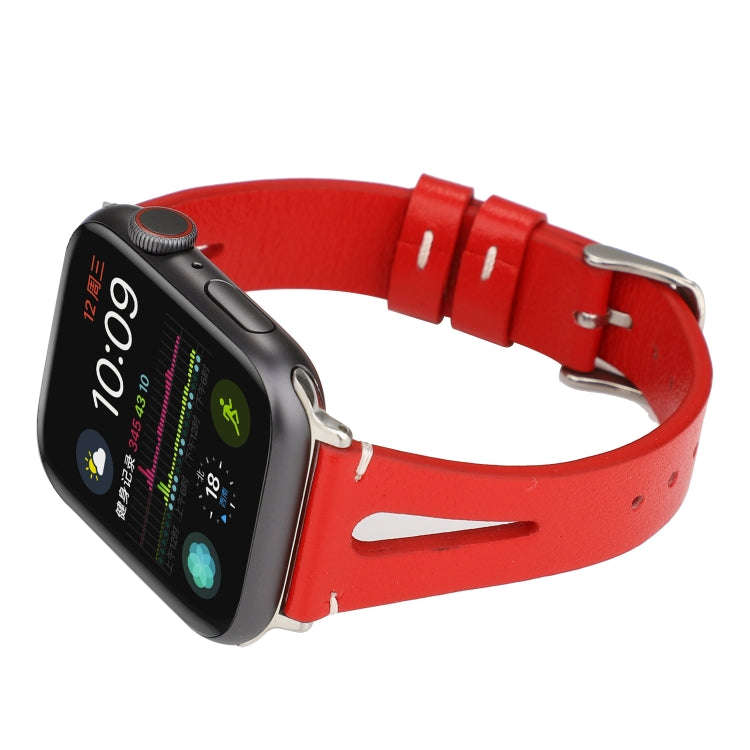 Simple V-shaped Leather Watch Band for Apple Watch Series 7 41mm / 6 & SE & 5 & 4 40mm / 3 & 2 & ...