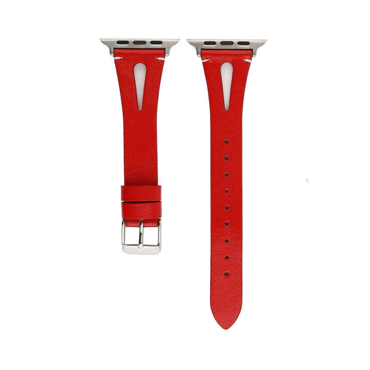 Simple V-shaped Leather Watch Band for Apple Watch Series 7 41mm / 6 & SE & 5 & 4 40mm / 3 & 2 & ...