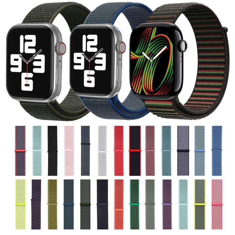 For Apple Watch 42mm / 41mm / 40mm / 38mm Simple Fashion Nylon Watch Band with Magic Stick(Lime G...