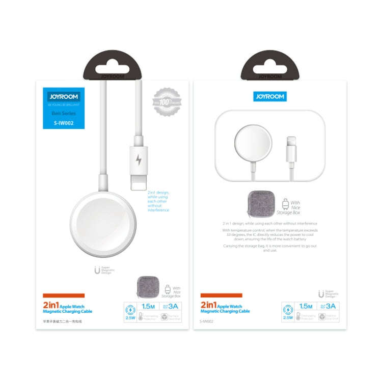 JOYROOM S-IW002 Ben Series 2 in 1 1.5m 3A Magnetic Charge Cable for Apple Watch(White)
