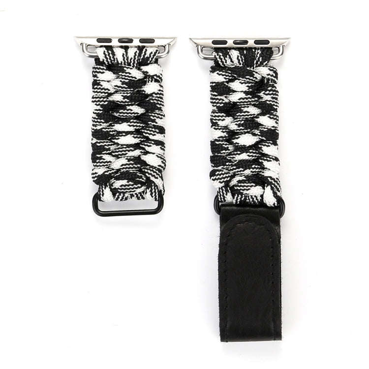 Magic Paste Genuine Leather Umbrella Rope Nylon Wrist Watch Band with and Stainless Steel Buckle ...