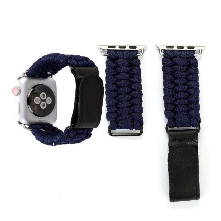Magic Paste Genuine Leather Umbrella Rope Nylon Wrist Watch Band with and Stainless Steel Buckle ...