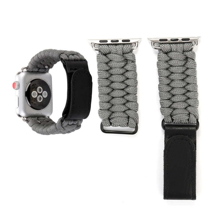 Magic Paste Genuine Leather Umbrella Rope Nylon Wrist Watch Band with and Stainless Steel Buckle ...