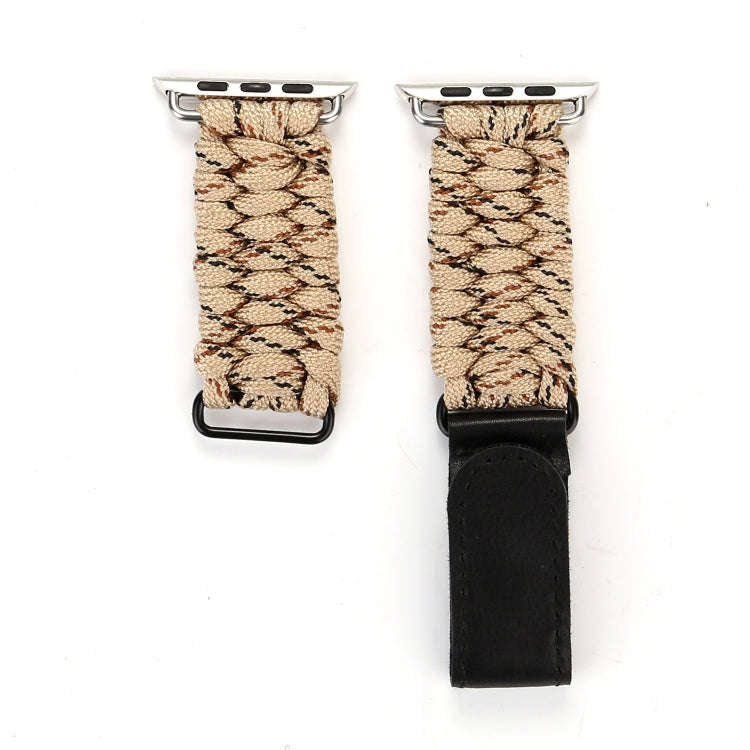 Magic Paste Genuine Leather Umbrella Rope Nylon Wrist Watch Band with and Stainless Steel Buckle ...