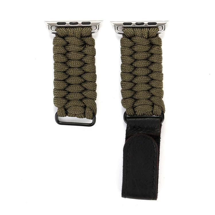 Magic Paste Genuine Leather Umbrella Rope Nylon Wrist Watch Band with and Stainless Steel Buckle ...