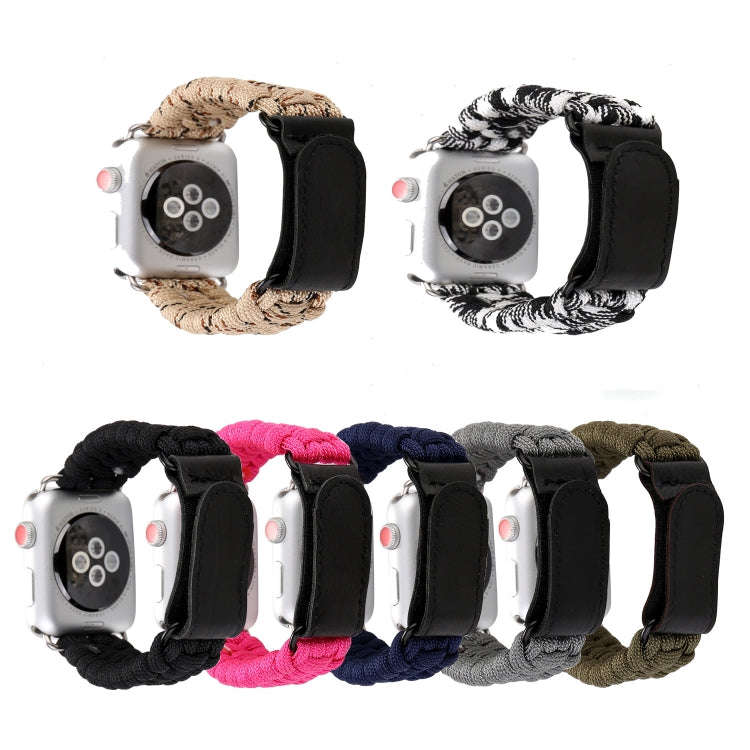 Magic Paste Genuine Leather Umbrella Rope Nylon Wrist Watch Band with and Stainless Steel Buckle ...