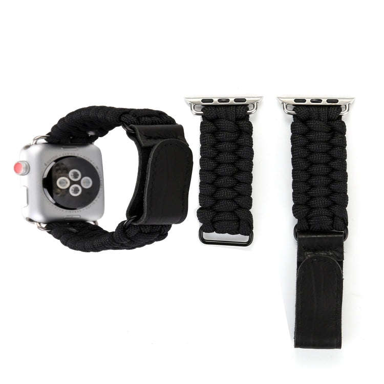 Magic Paste Genuine Leather Umbrella Rope Nylon Wrist Watch Band with Stainless Steel Buckle for ...
